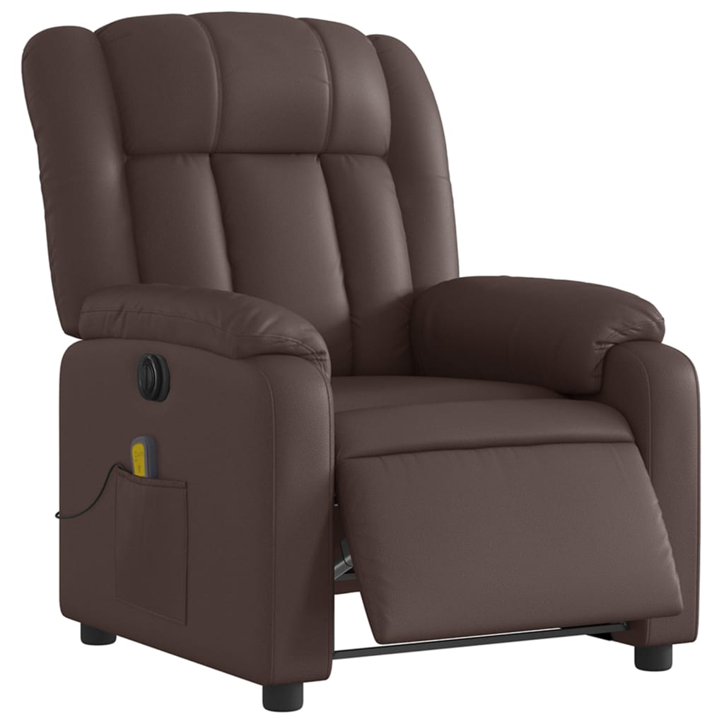 Fauteuil de massage inclinable électrique marron similicuir Fauteuils vidaXL   