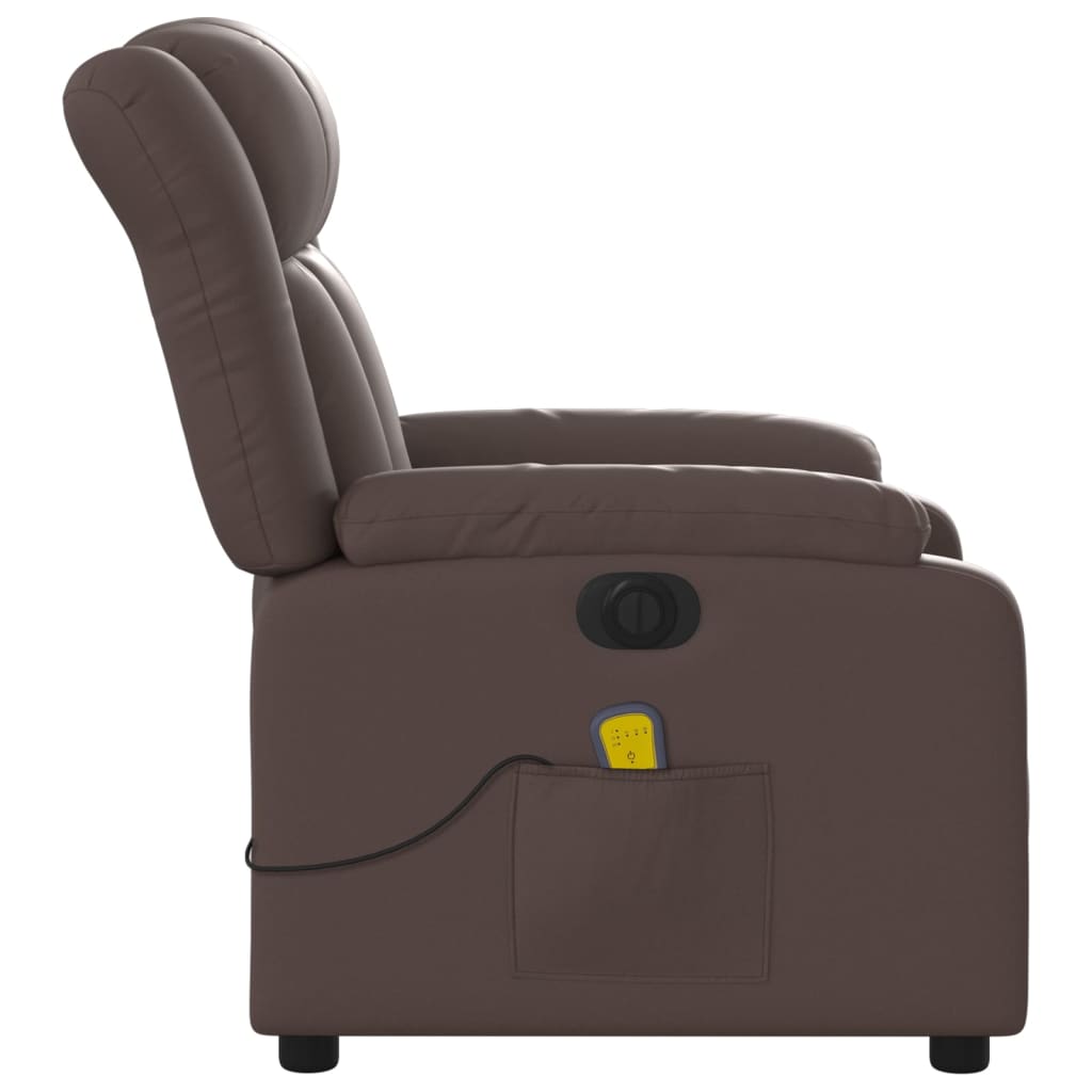 Fauteuil de massage inclinable électrique marron similicuir Fauteuils vidaXL   