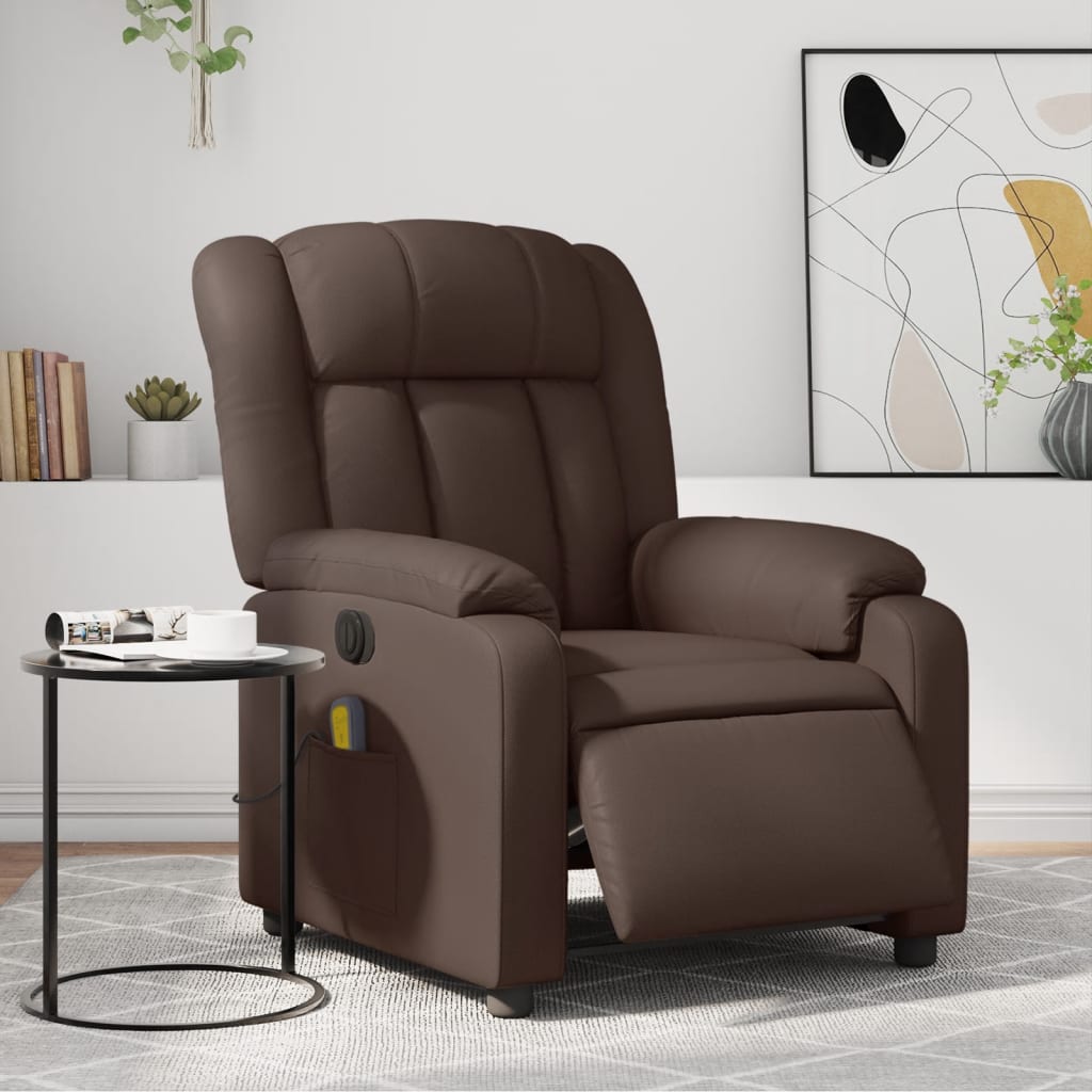 Fauteuil de massage inclinable électrique marron similicuir Fauteuils vidaXL   