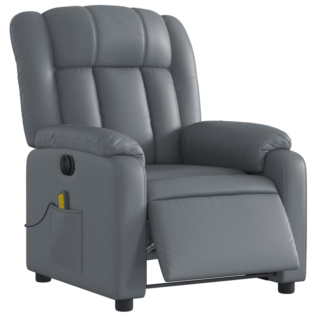 Fauteuil de massage inclinable électrique gris similicuir Fauteuils vidaXL   