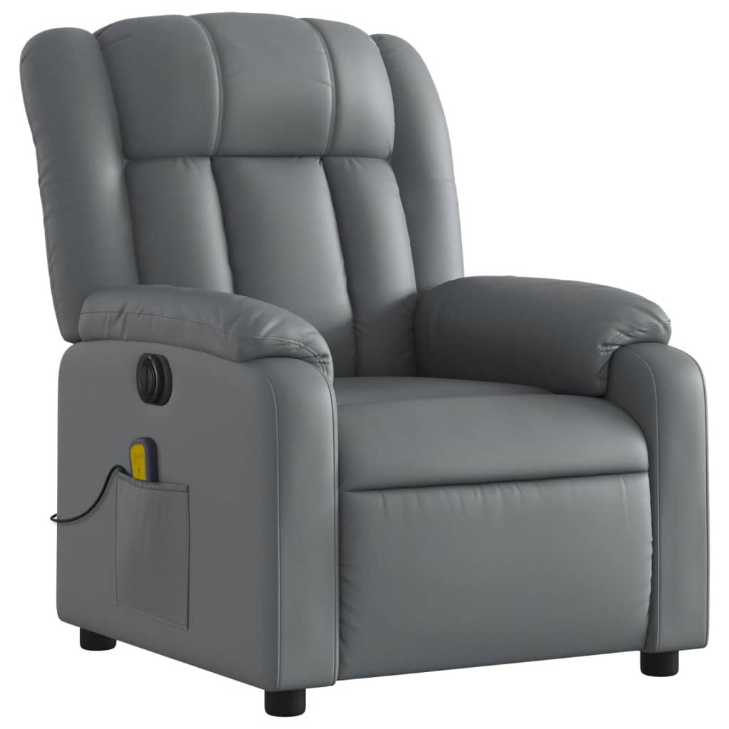 Fauteuil de massage inclinable électrique gris similicuir Fauteuils vidaXL   