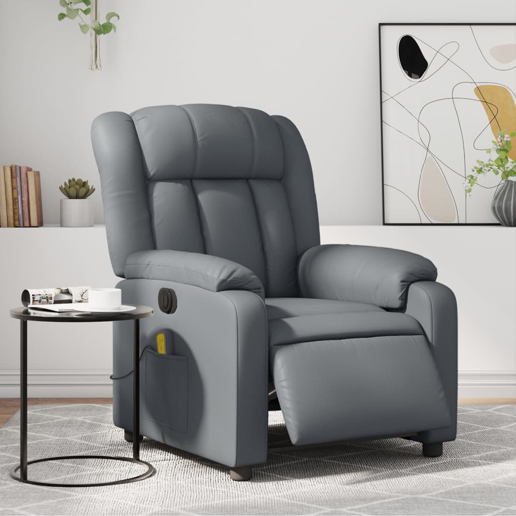 Fauteuil de massage inclinable électrique gris similicuir Fauteuils vidaXL   