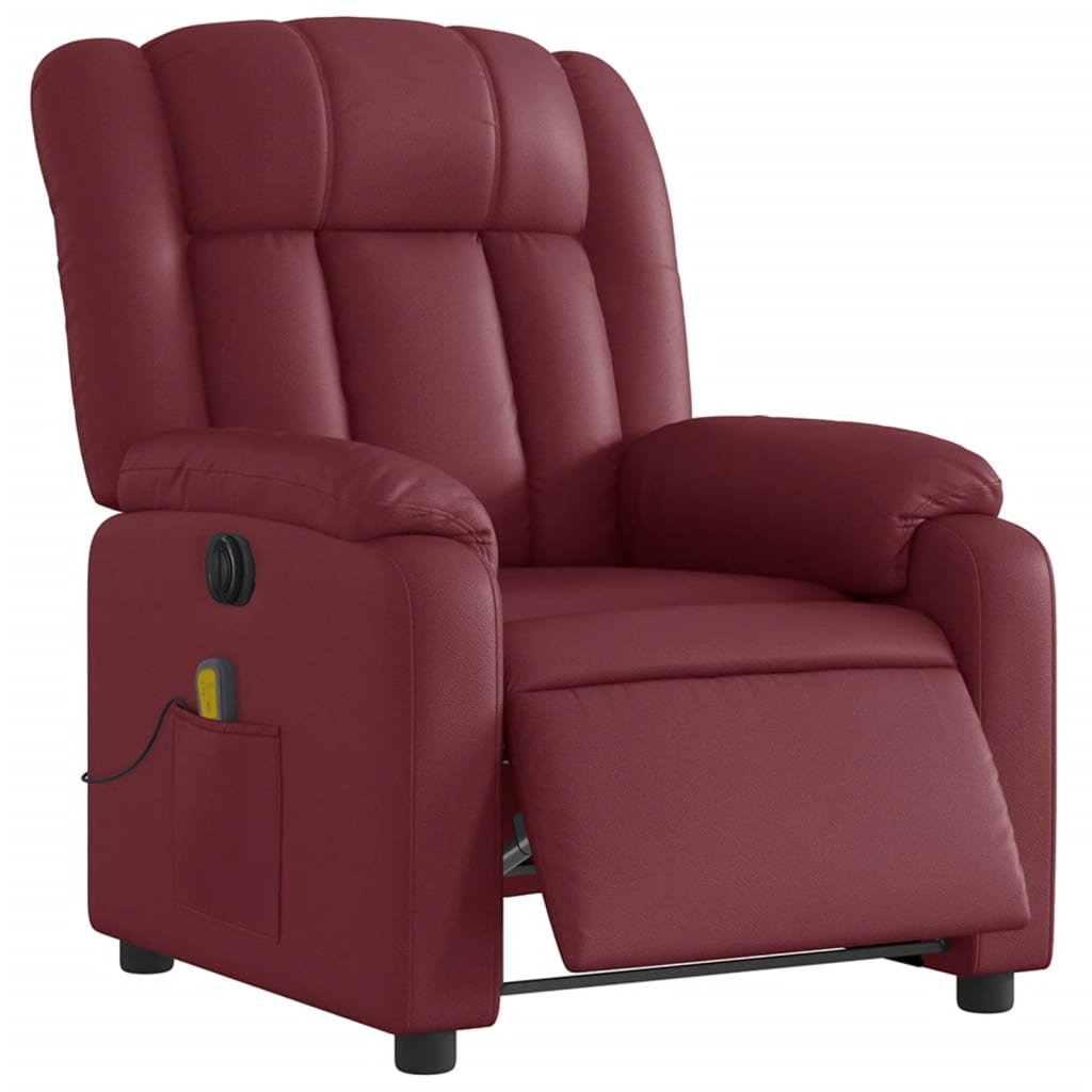 Fauteuil de massage inclinable électrique rouge bordeaux Fauteuils vidaXL   