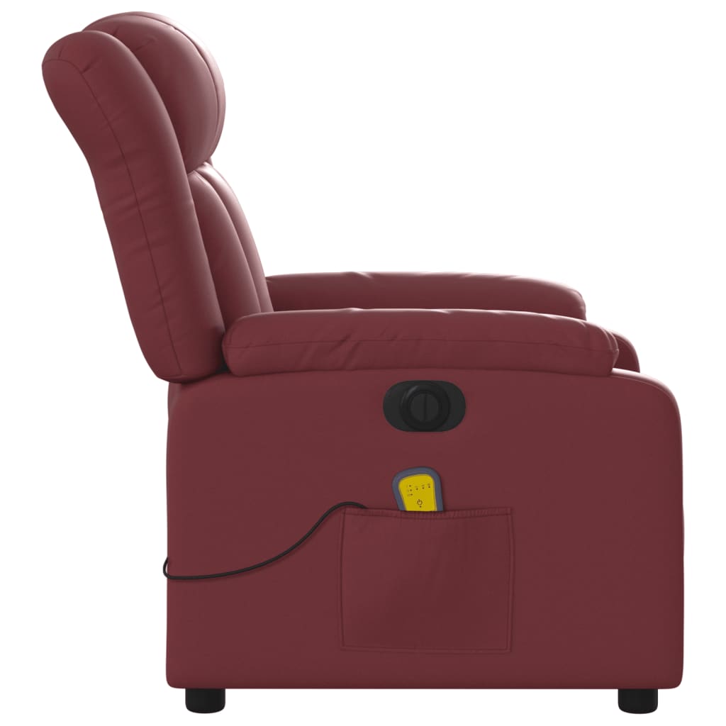 Fauteuil de massage inclinable électrique rouge bordeaux Fauteuils vidaXL   