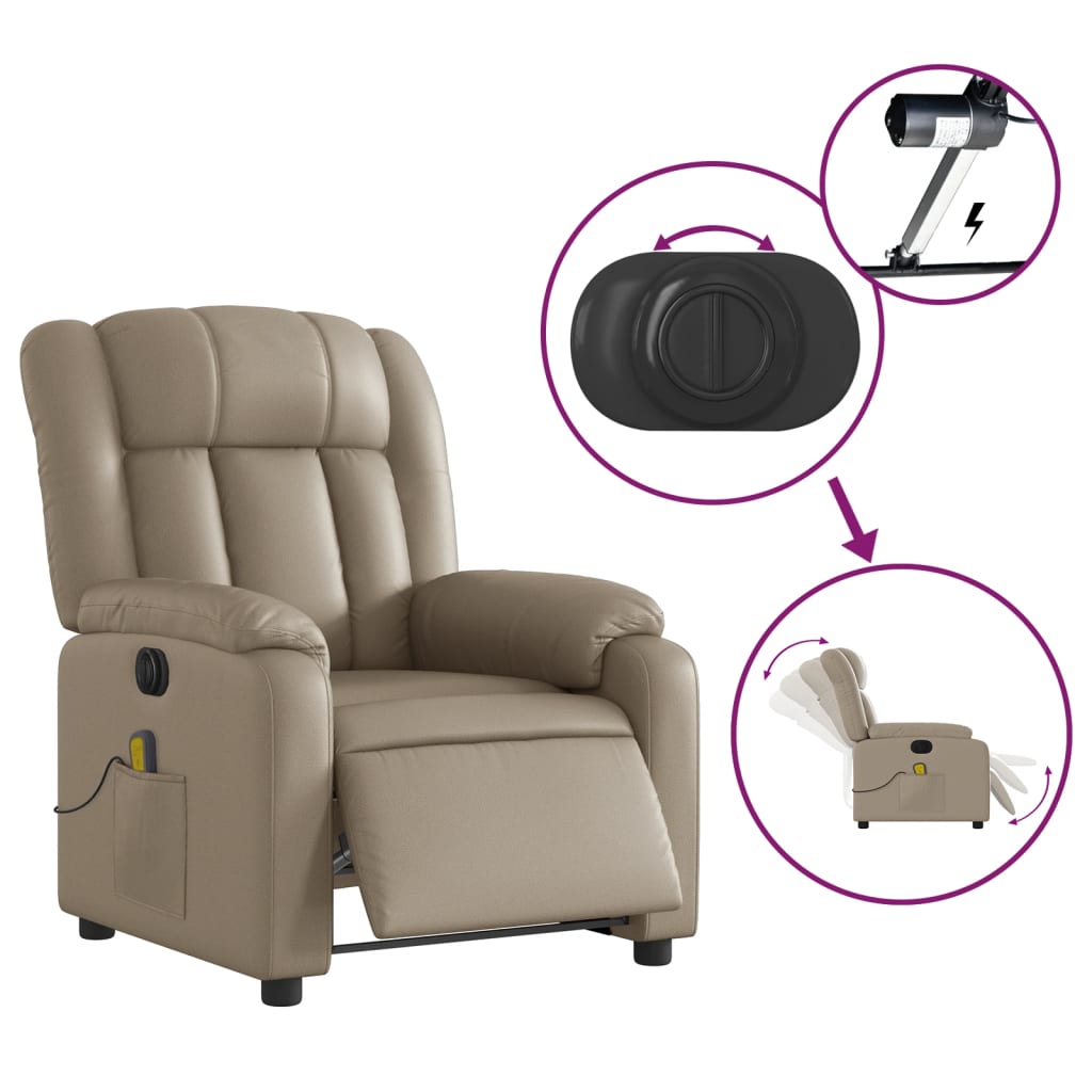 Fauteuil de massage inclinable électrique cappuccino similicuir Fauteuils vidaXL   