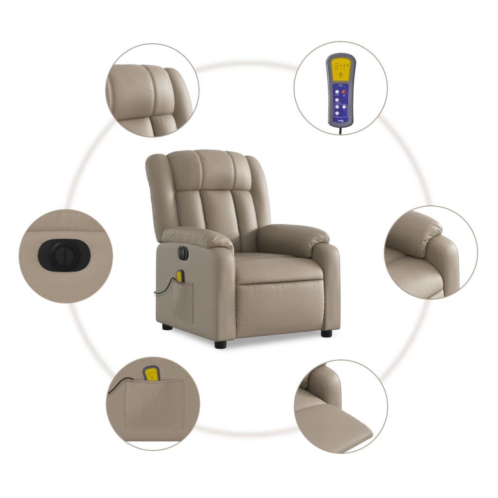 Fauteuil de massage inclinable électrique cappuccino similicuir Fauteuils vidaXL   