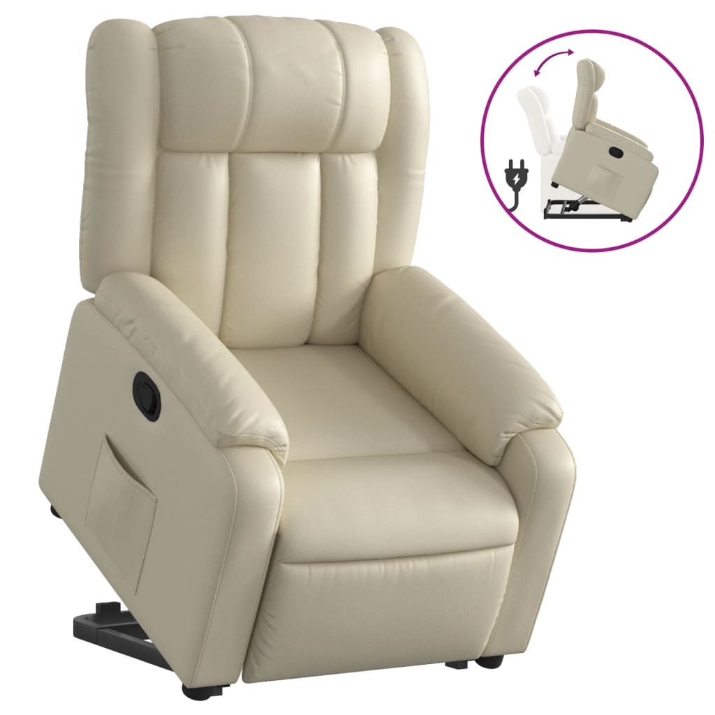 Fauteuil inclinable Crème Similicuir Fauteuils vidaXL   