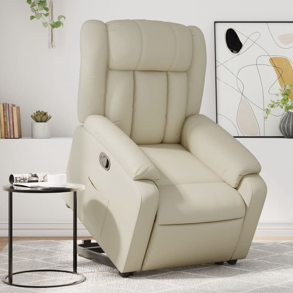 Fauteuil inclinable Crème Similicuir Fauteuils vidaXL   