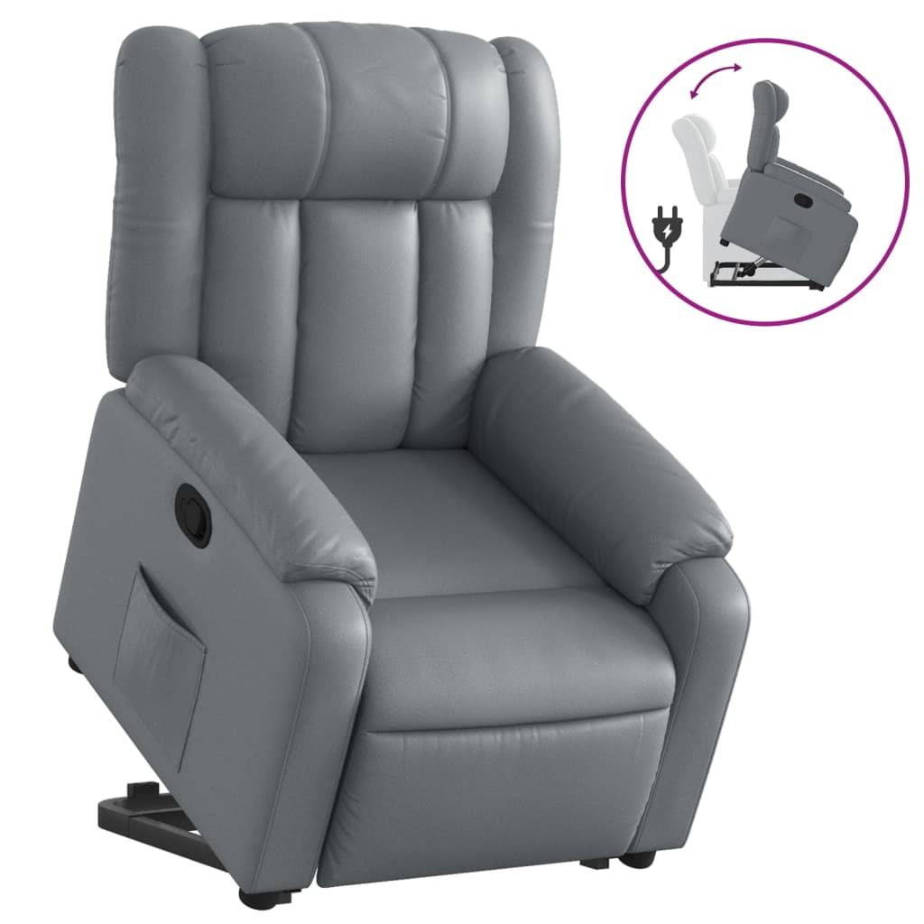 Fauteuil inclinable Gris Similicuir Fauteuils vidaXL   