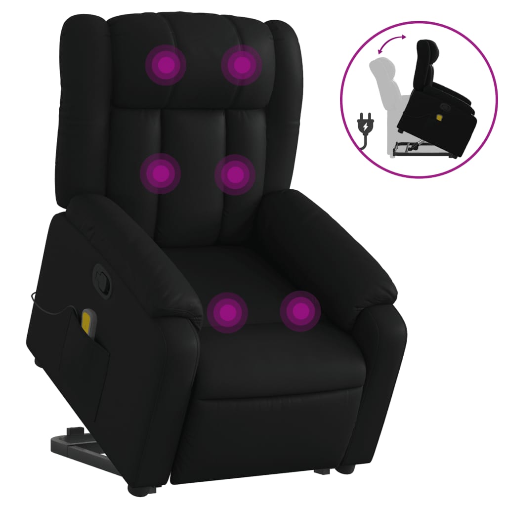 Fauteuil inclinable de massage Noir Similicuir Fauteuils vidaXL   