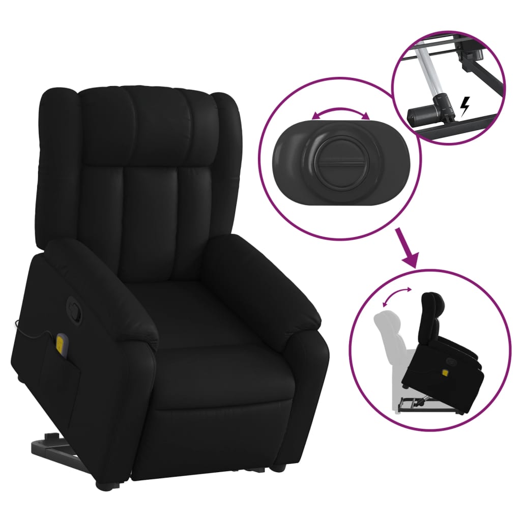 Fauteuil inclinable de massage Noir Similicuir Fauteuils vidaXL   