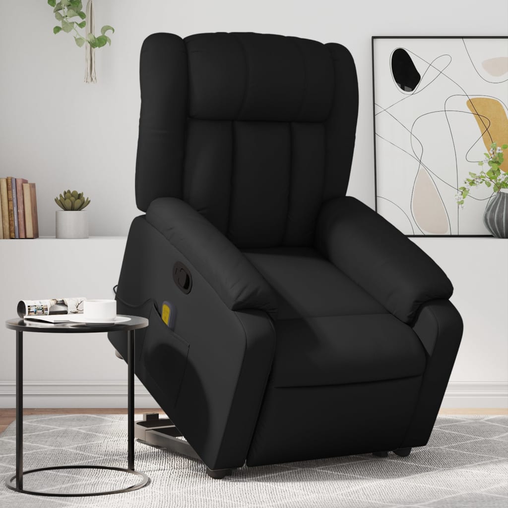 Fauteuil inclinable de massage Noir Similicuir Fauteuils vidaXL   