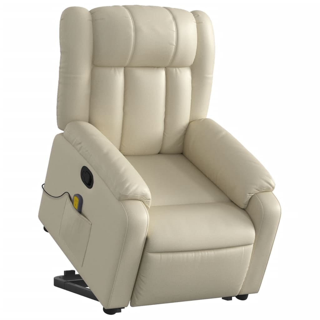 Fauteuil inclinable de massage Crème Similicuir Fauteuils vidaXL   