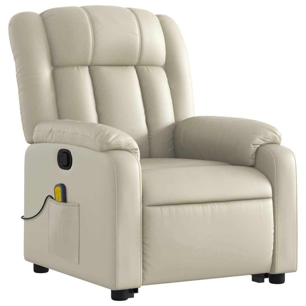 Fauteuil inclinable de massage Crème Similicuir Fauteuils vidaXL   