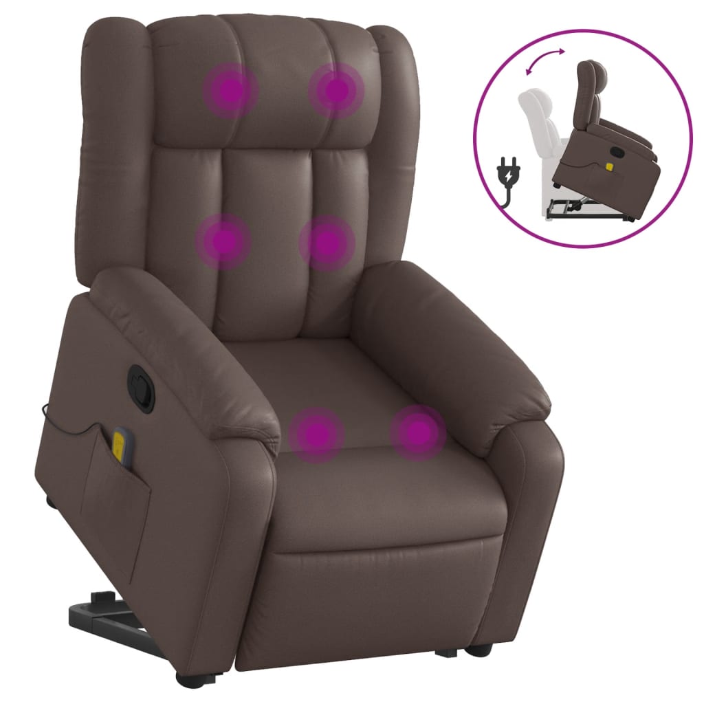 Fauteuil inclinable de massage Marron Similicuir Fauteuils vidaXL   