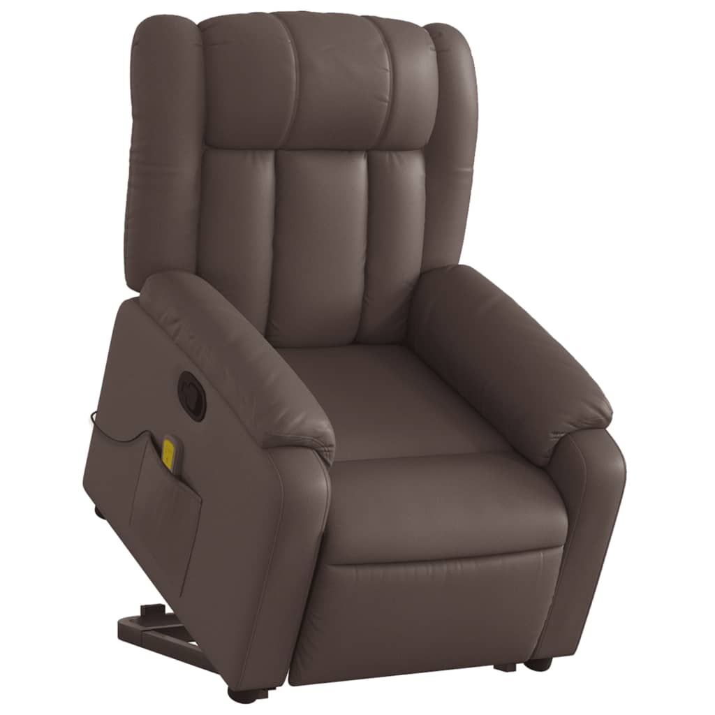 Fauteuil inclinable de massage Marron Similicuir Fauteuils vidaXL   