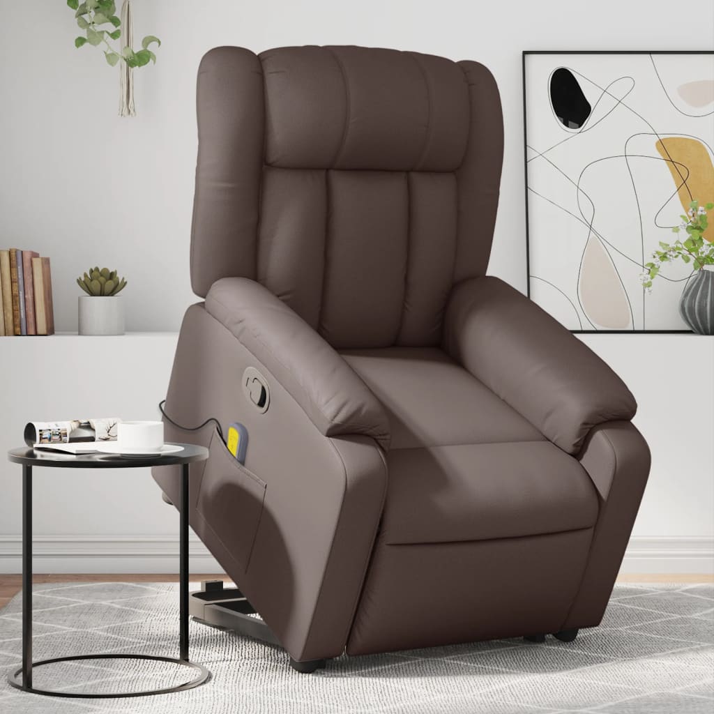 Fauteuil inclinable de massage Marron Similicuir Fauteuils vidaXL   