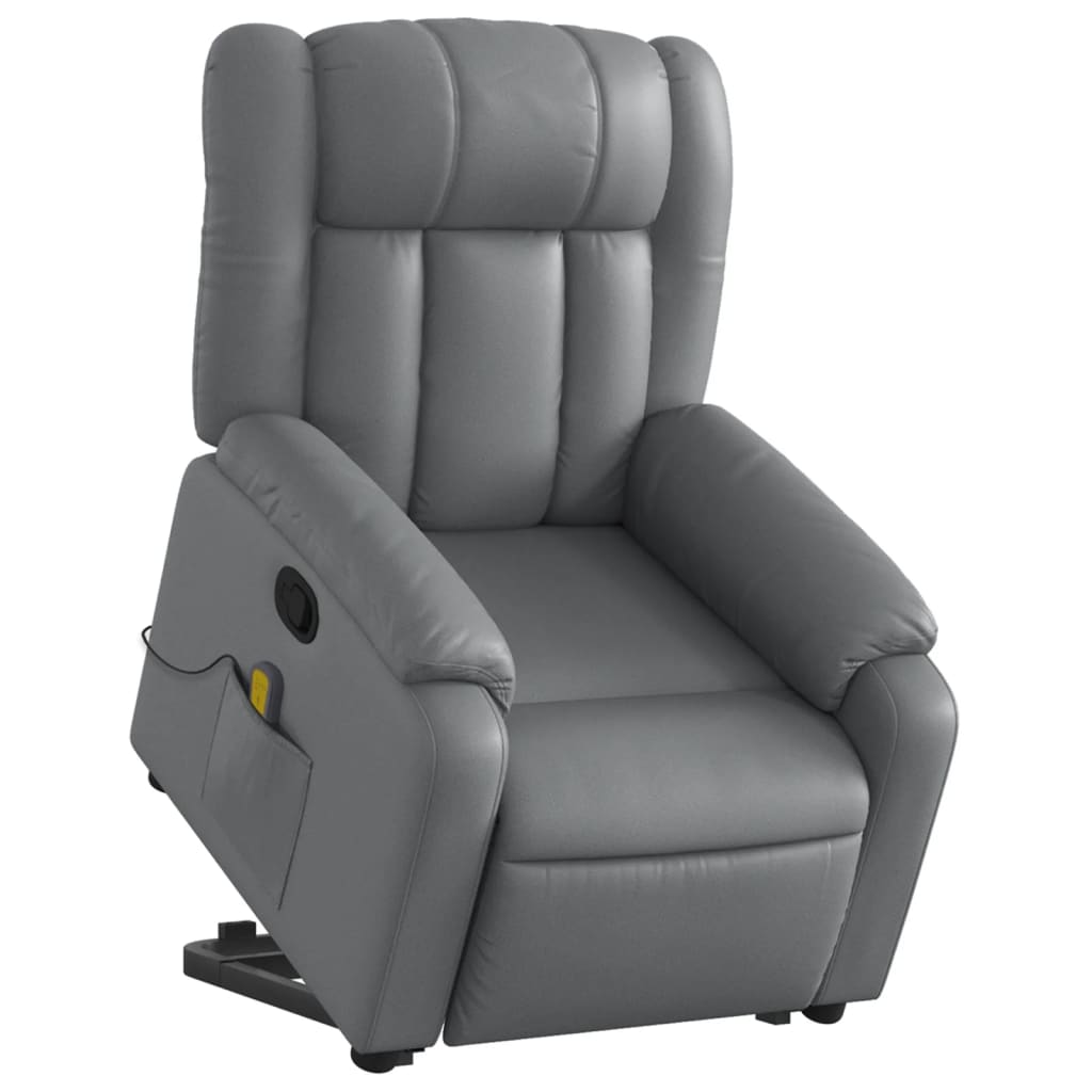 Fauteuil inclinable de massage Gris Similicuir Fauteuils vidaXL   