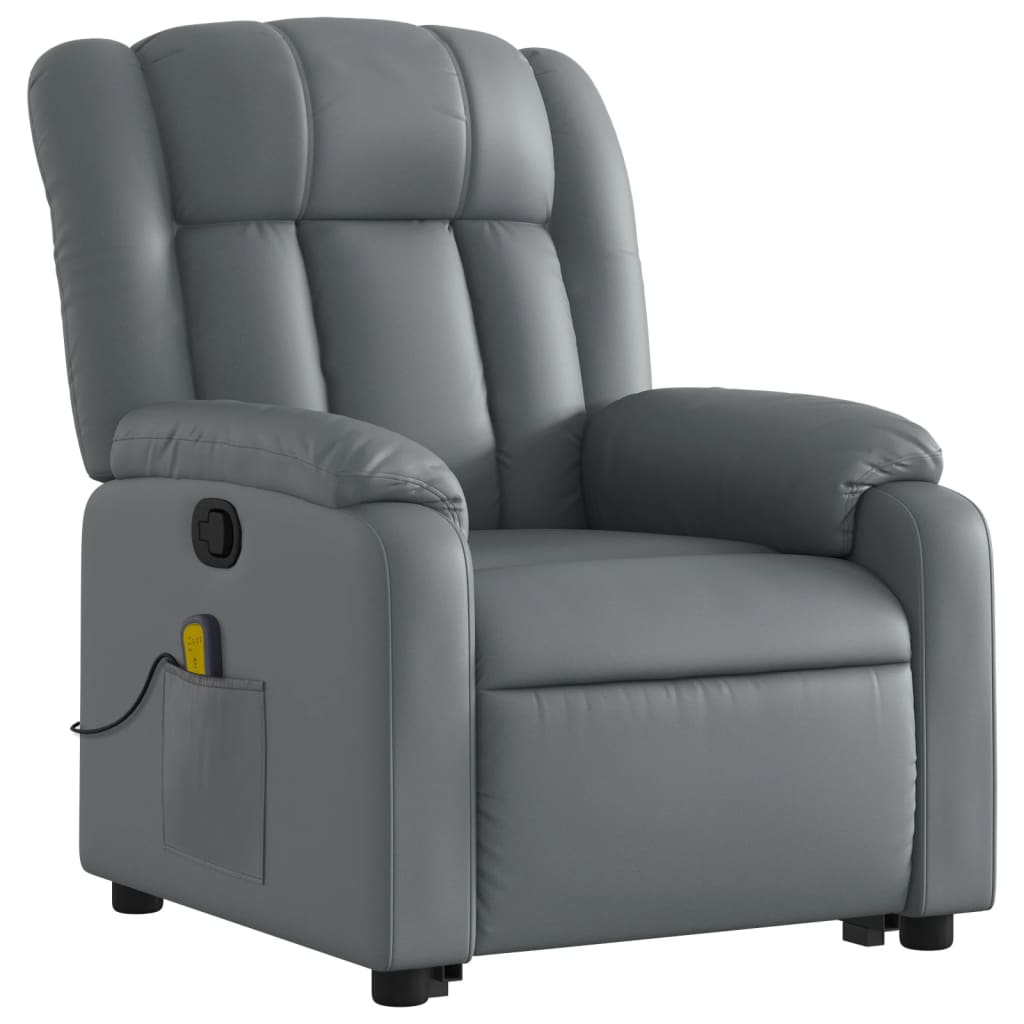 Fauteuil inclinable de massage Gris Similicuir Fauteuils vidaXL   