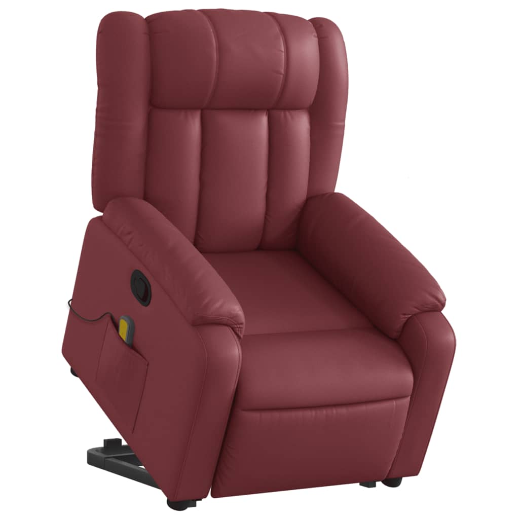 Fauteuil inclinable de massage Rouge bordeaux Similicuir Fauteuils vidaXL   