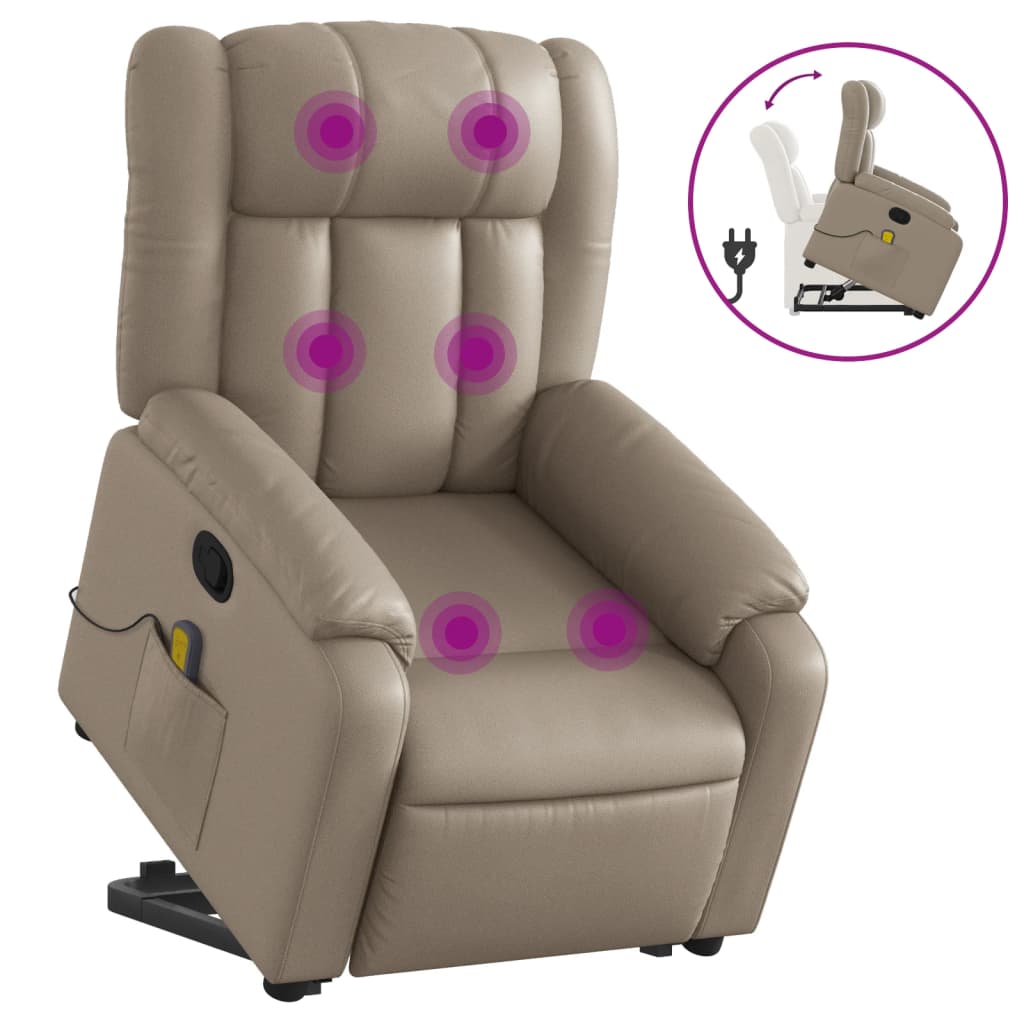 Fauteuil inclinable de massage Cappuccino Similicuir Fauteuils vidaXL   