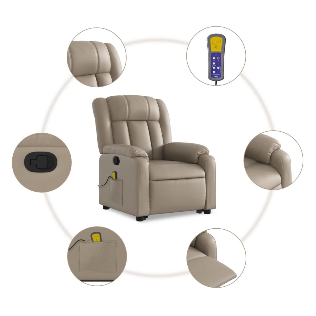 Fauteuil inclinable de massage Cappuccino Similicuir Fauteuils vidaXL   