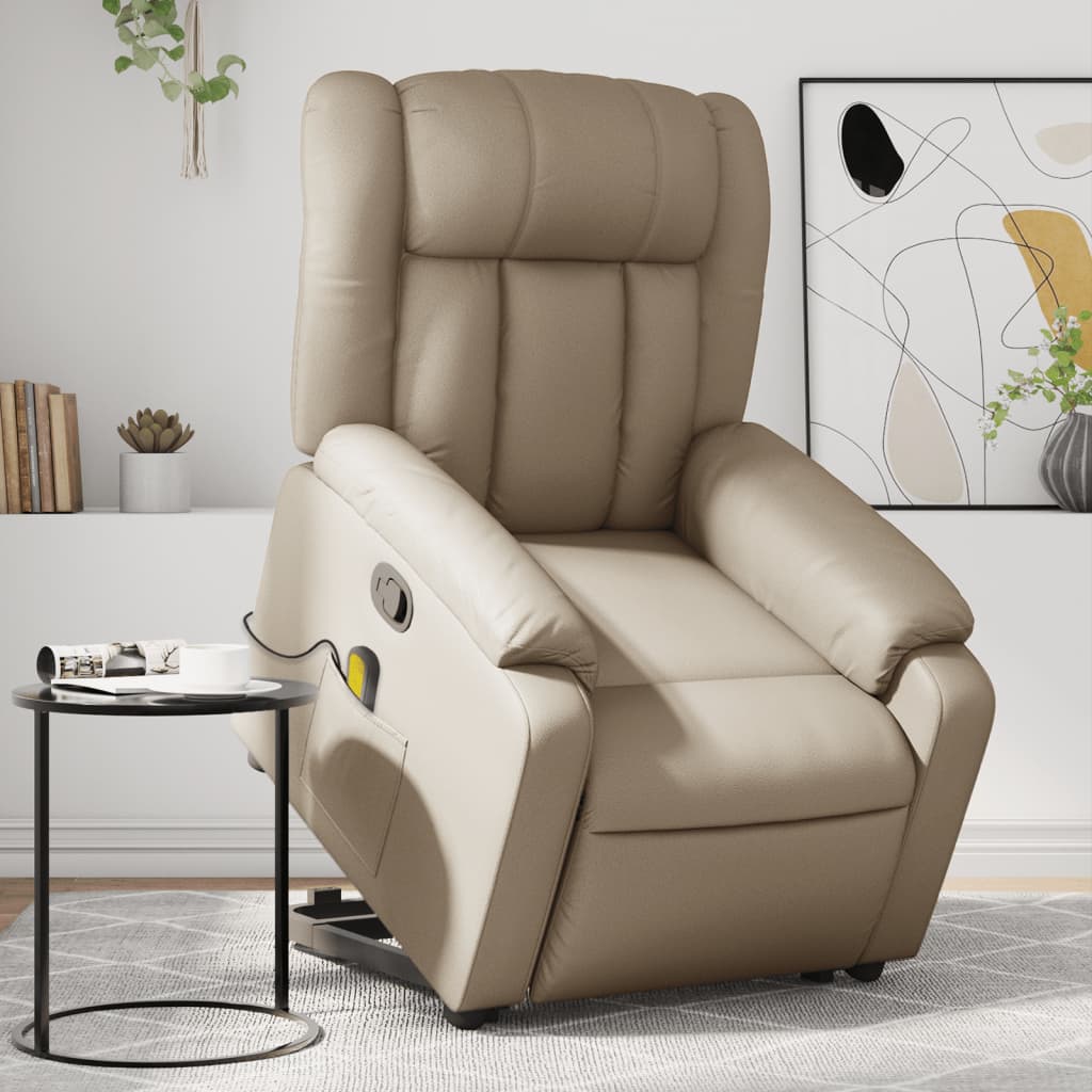 Fauteuil inclinable de massage Cappuccino Similicuir Fauteuils vidaXL   