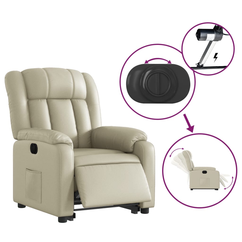 Fauteuil inclinable électrique crème similicuir Fauteuils vidaXL   