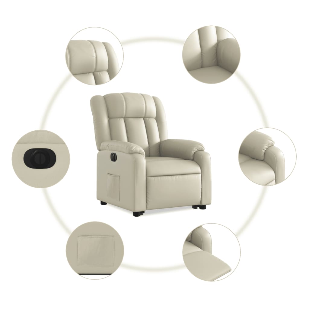 Fauteuil inclinable électrique crème similicuir Fauteuils vidaXL   