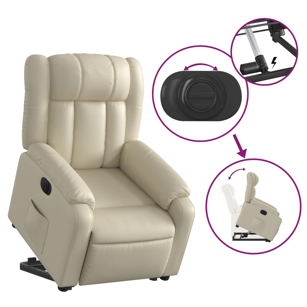 Fauteuil inclinable électrique crème similicuir Fauteuils vidaXL   