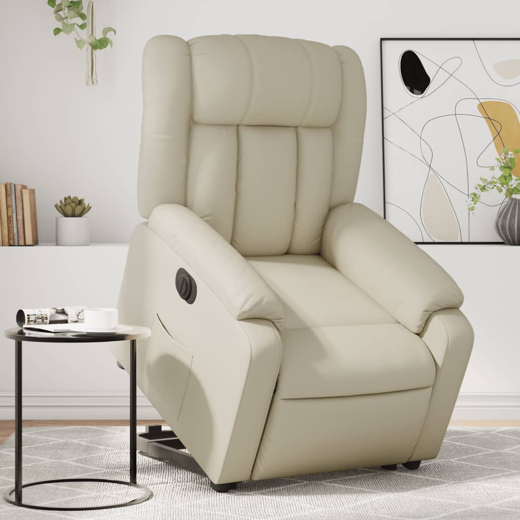 Fauteuil inclinable électrique crème similicuir Fauteuils vidaXL   