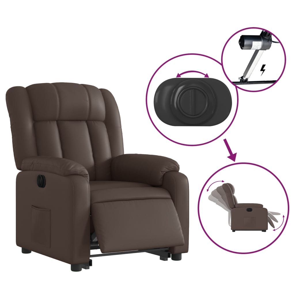 Fauteuil inclinable électrique marron similicuir Fauteuils vidaXL   