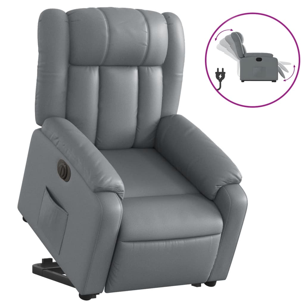 Fauteuil inclinable électrique gris similicuir Fauteuils vidaXL   