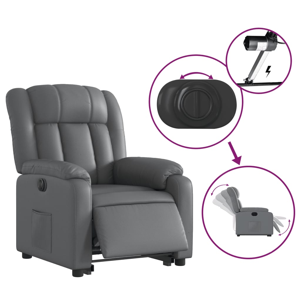 Fauteuil inclinable électrique gris similicuir Fauteuils vidaXL   