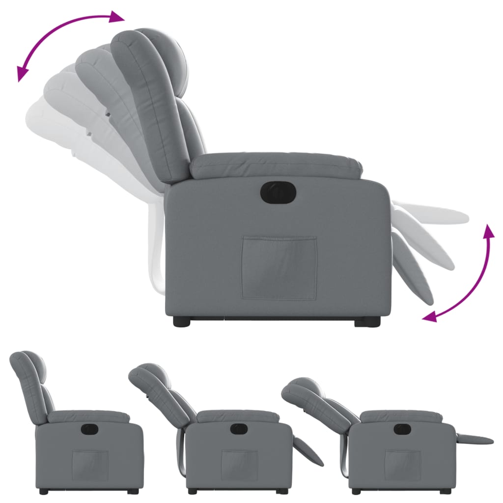 Fauteuil inclinable électrique gris similicuir Fauteuils vidaXL   