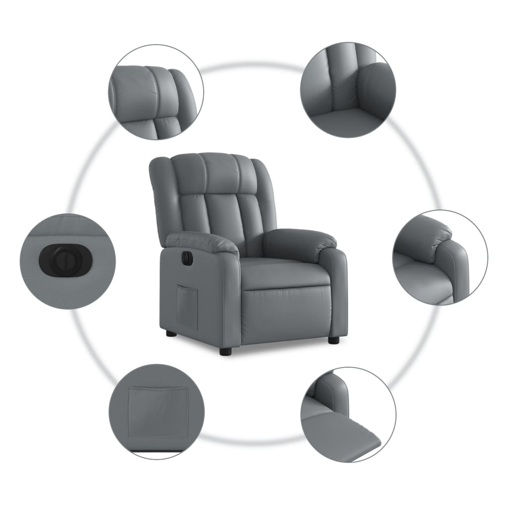 Fauteuil inclinable électrique gris similicuir Fauteuils vidaXL   