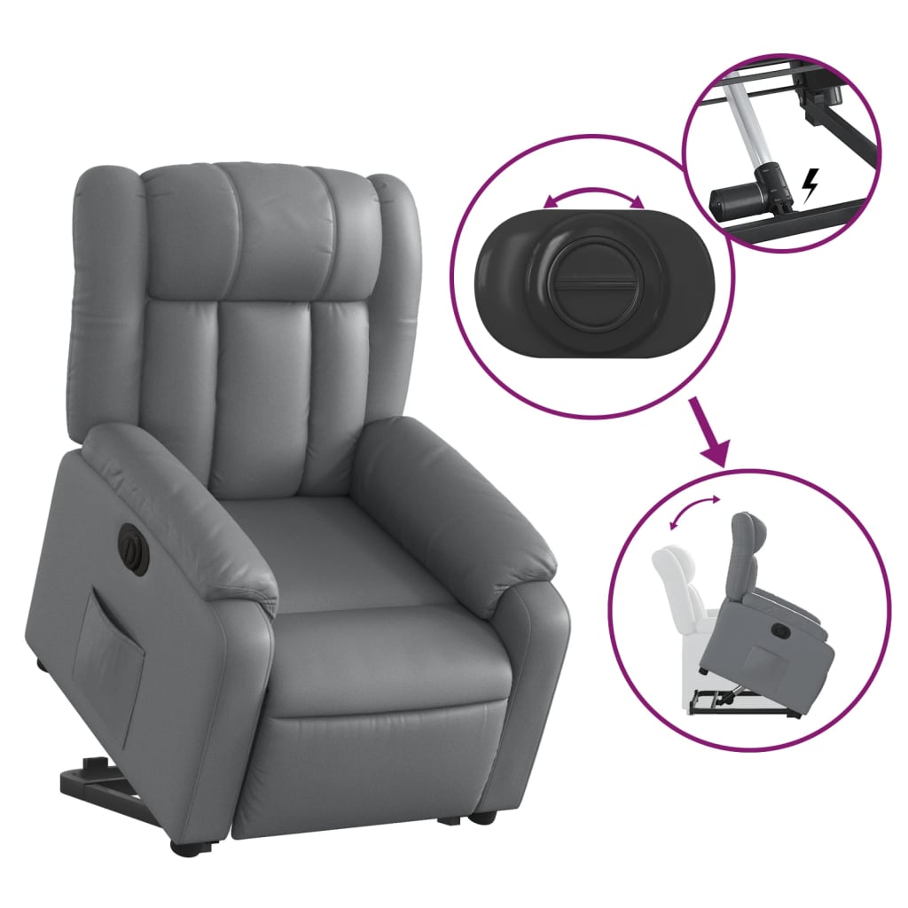 Fauteuil inclinable électrique gris similicuir Fauteuils vidaXL   