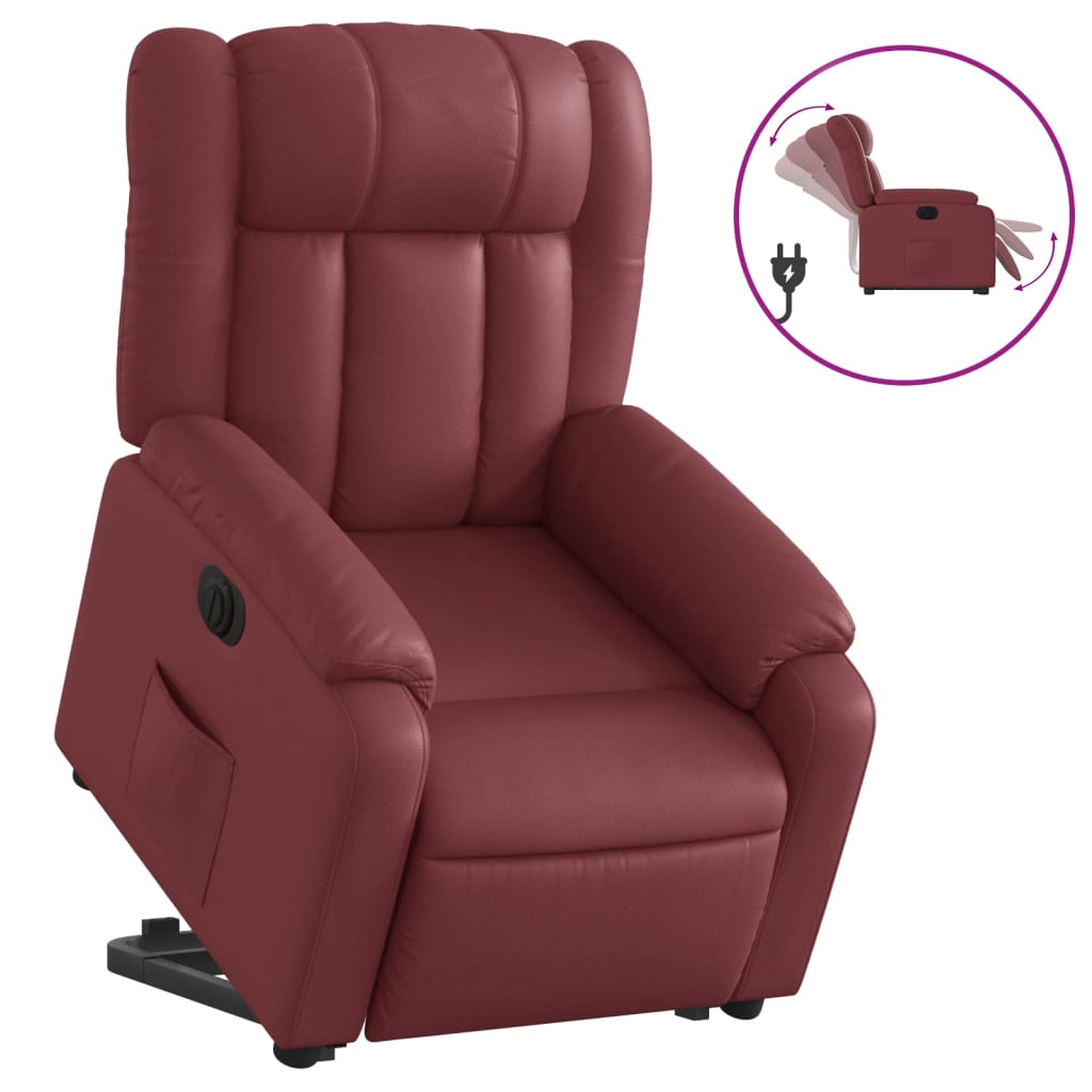 Fauteuil inclinable électrique rouge bordeaux similicuir Fauteuils vidaXL   