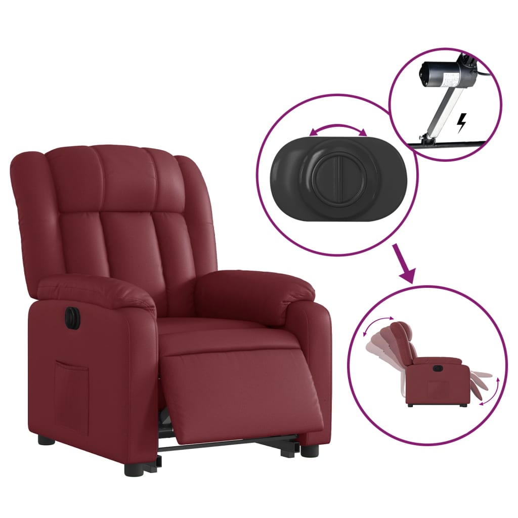 Fauteuil inclinable électrique rouge bordeaux similicuir Fauteuils vidaXL   