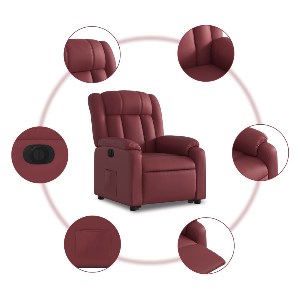 Fauteuil inclinable électrique rouge bordeaux similicuir Fauteuils vidaXL   