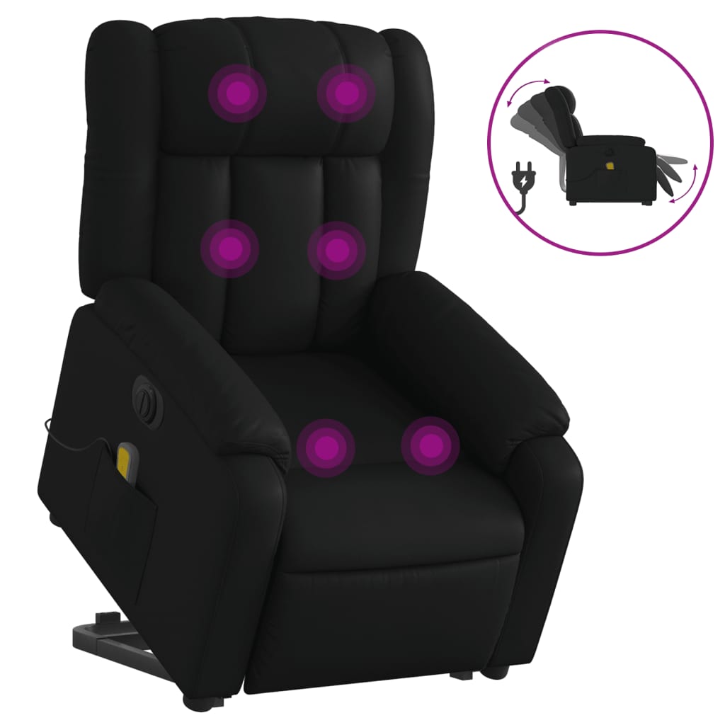 Fauteuil inclinable de massage électrique noir similicuir Fauteuils vidaXL   