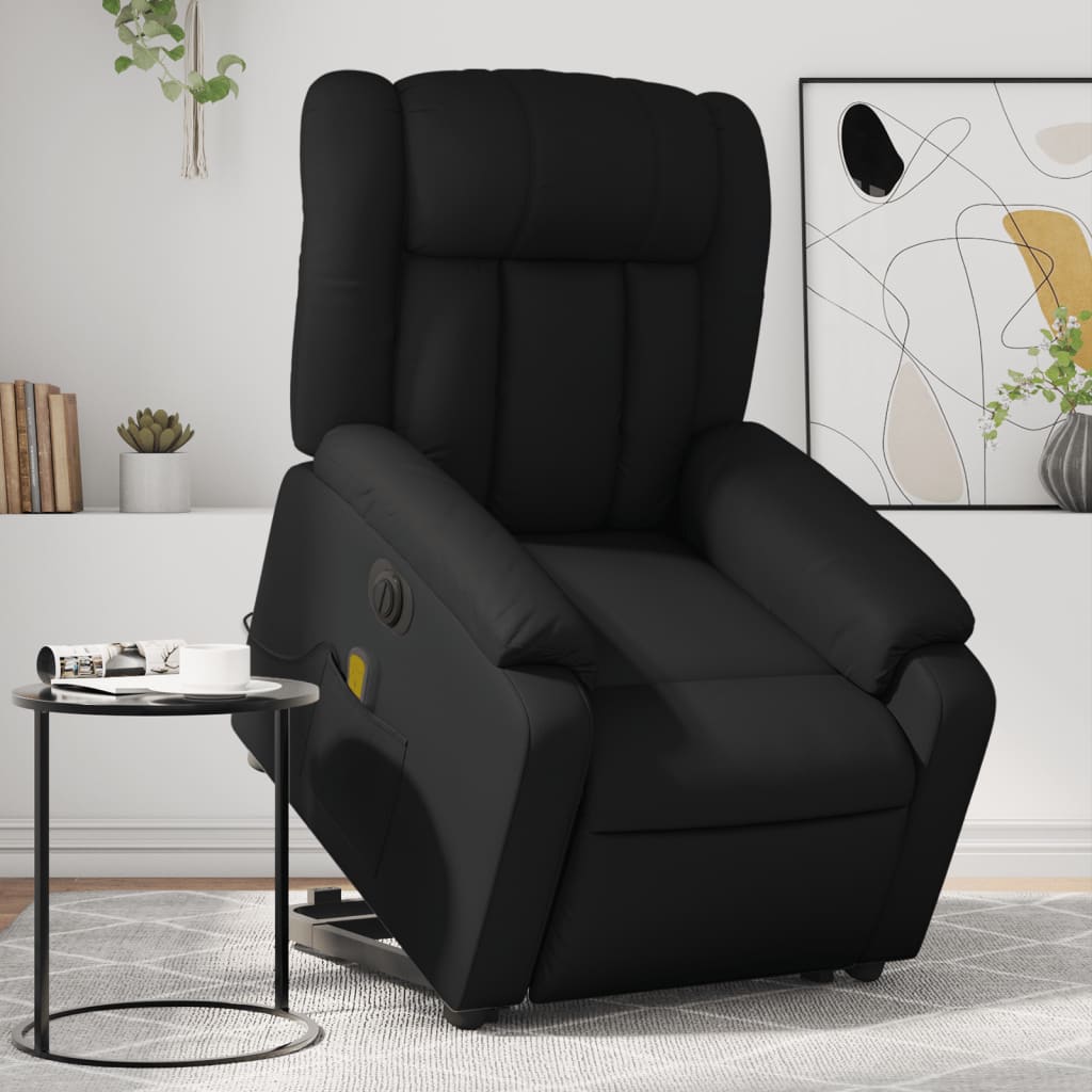 Fauteuil inclinable de massage électrique noir similicuir Fauteuils vidaXL   