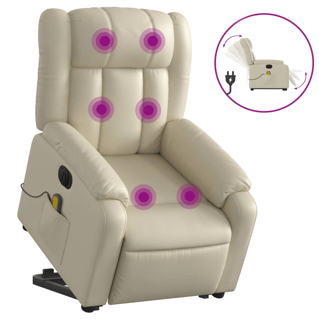 Fauteuil inclinable de massage électrique crème similicuir Fauteuils vidaXL   