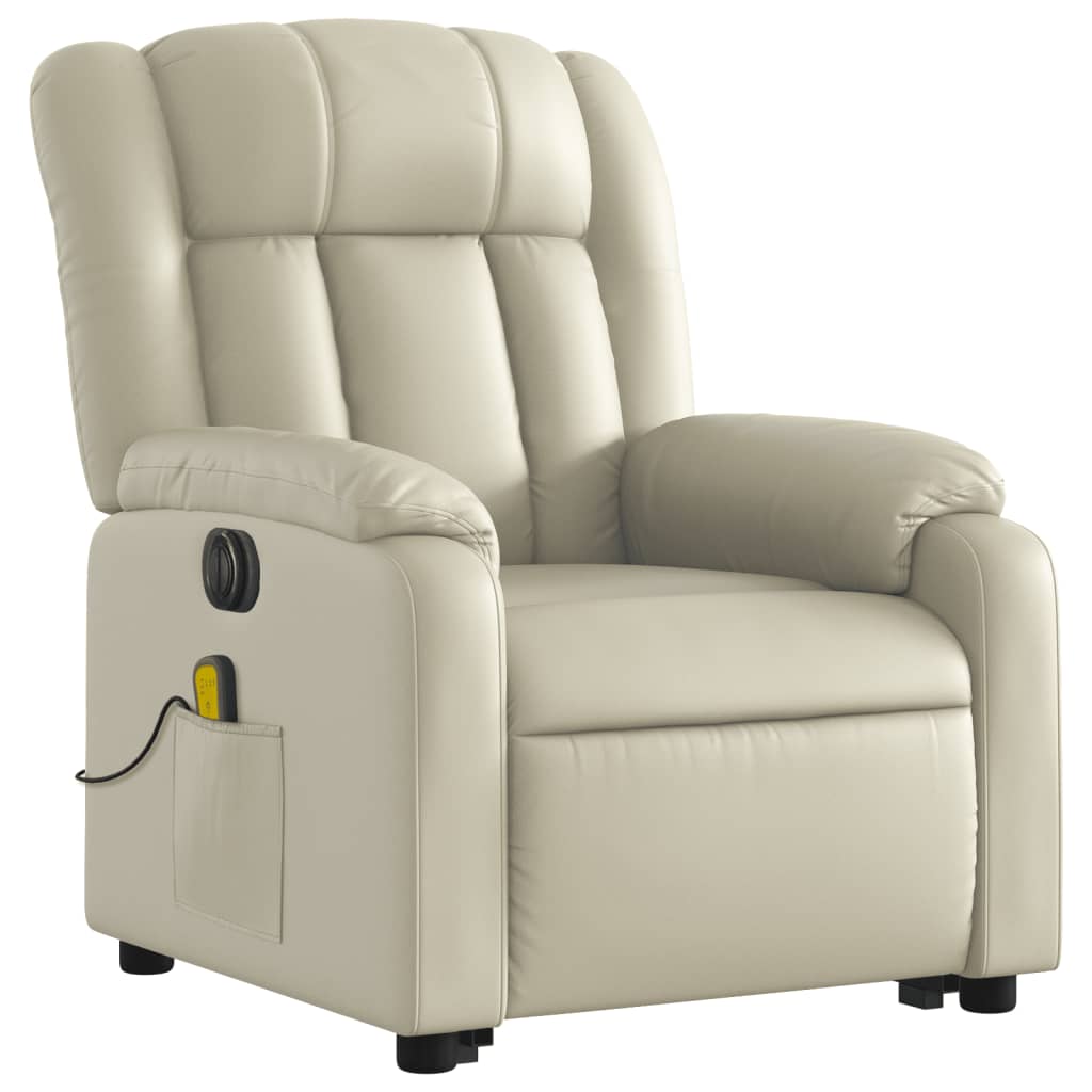 Fauteuil inclinable de massage électrique crème similicuir Fauteuils vidaXL   