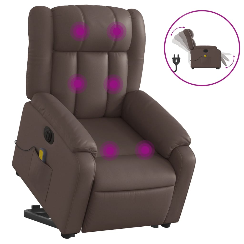 Fauteuil inclinable de massage électrique marron similicuir Fauteuils vidaXL   