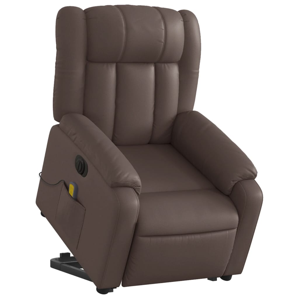 Fauteuil inclinable de massage électrique marron similicuir Fauteuils vidaXL   