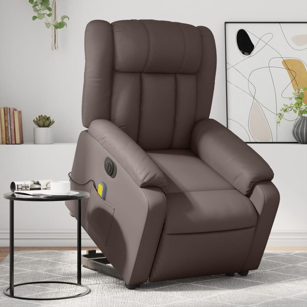 Fauteuil inclinable de massage électrique marron similicuir Fauteuils vidaXL   