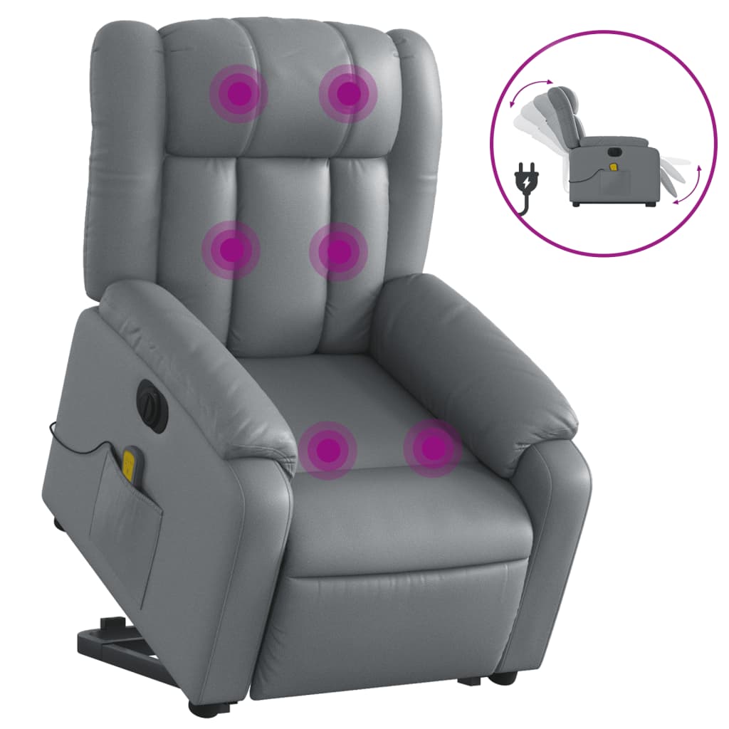 Fauteuil inclinable de massage électrique gris similicuir Fauteuils vidaXL   