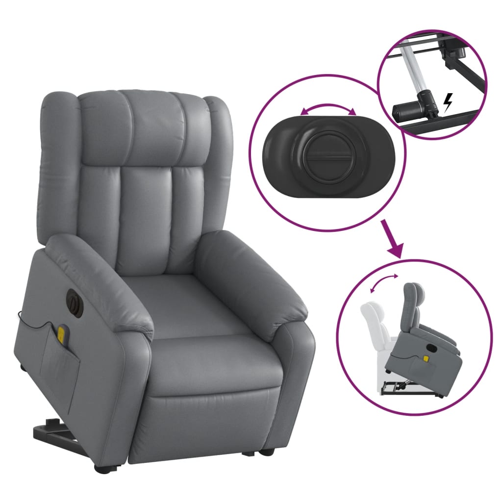 Fauteuil inclinable de massage électrique gris similicuir Fauteuils vidaXL   