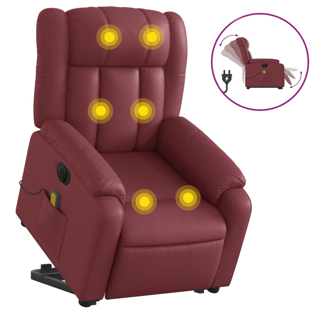 Fauteuil inclinable de massage électrique rouge bordeaux Fauteuils vidaXL   